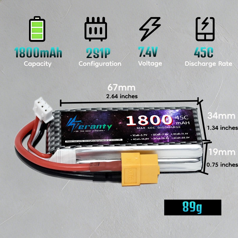 TERANTY 2S 3S 4S 1800mAh Lipo  - Drone Battery 3S recension och pris