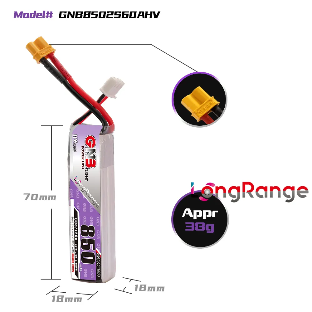 GAONENG GNB LiPo Battery 850mA - Drone Battery 3S recension och pris