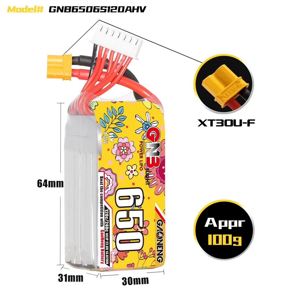 GAONENG 6S 650mAh LiHV 22.8V 1 - Drone Battery 6S recension och pris